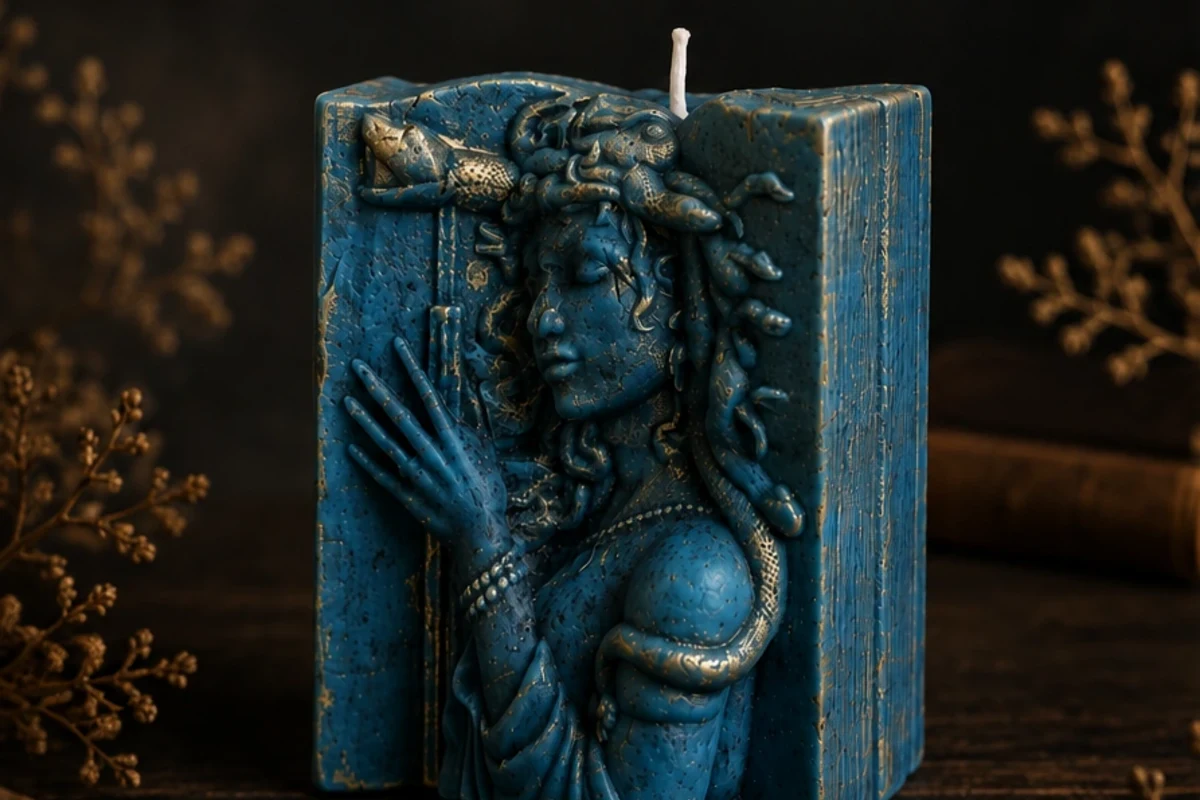 Materia — Pagine di pietra, candela artigianale scultorea Nevia Art