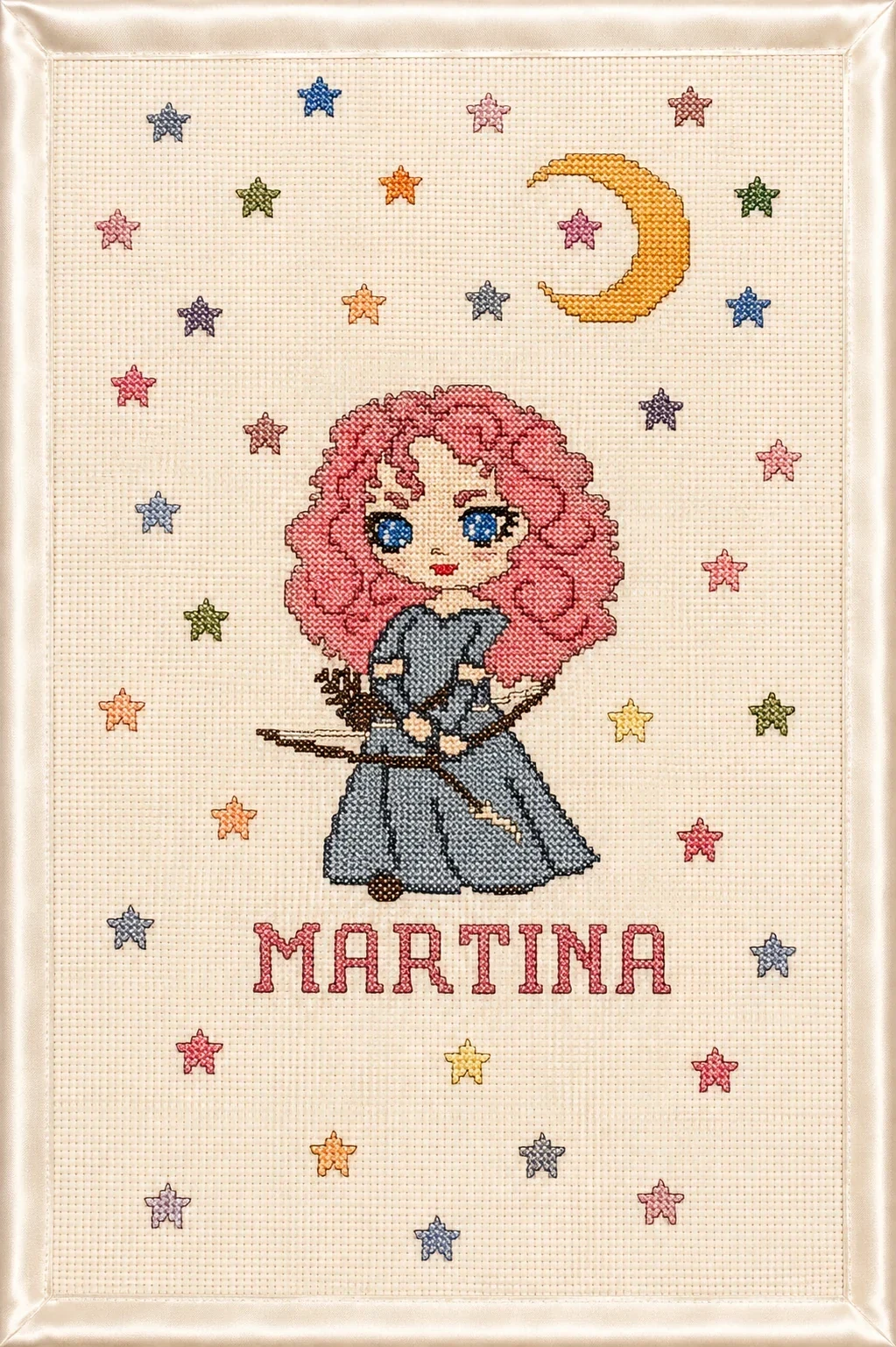 Copertina Merida Ribelle personalizzata ricamata a mano Il coraggio delle stelle — Nevia