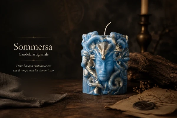 Sommersa, candela artigianale decorativa scultorea ispirata al mare — Nevia Art